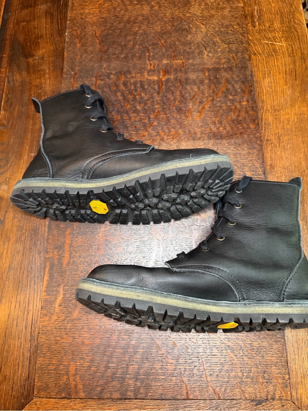 Conker Shoes Handmade Leather Derby Boots Black Unisex UK 6F Women 8.5 US Wide - Picture 6 of 14